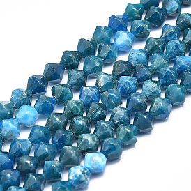 Natural Apatite Beads Strands, Faceted, Bicone