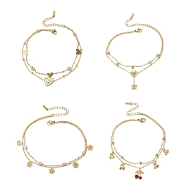 304 Подвеска из нержавеющей стали с прозрачными кубическими циркониями 2 Браслеты на лодыжку для женщин, золотые