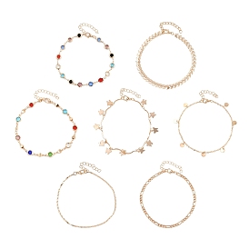 Сплав цветные стразы цепь кисточка многослойные браслеты на ногу для женщин