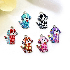 Alloy Enamel Pendants, Dog, Platinum