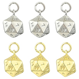 10 шт 2 цвета латунные подвески, с прыжковых колец, долговечный, 20 подвески в виде игральных костей с гранями