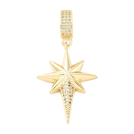 Латунные микропаве прозрачные подвески с фианитом, без кадмия и без свинца, звезда