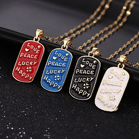 Retro Square Letter Pendant Necklace for Men and Women, Fashionable Personalized Jewelry