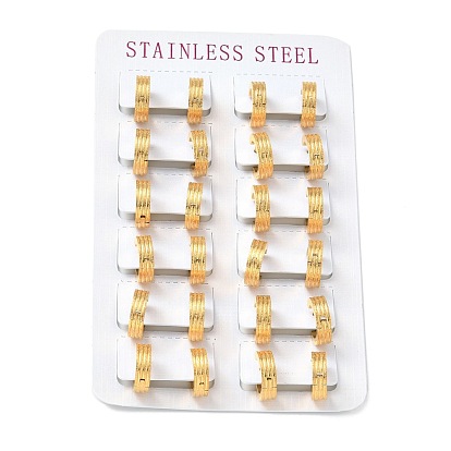 304 Stainless Steel Stripe Chunky Hoop Earrings for Women