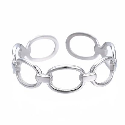 304 anillo de puño abierto con envoltura ovalada de acero inoxidable, anillo hueco grueso para mujer