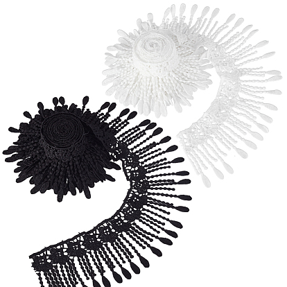 6 ярдов 2 цветов кружева с кисточками, для украшения одежды