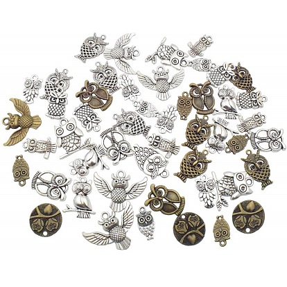 Tibetan Style Alloy Owl Pendants