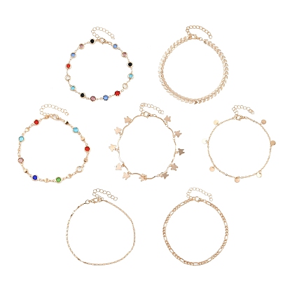 Сплав цветные стразы цепь кисточка многослойные браслеты на ногу для женщин