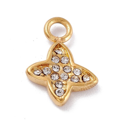 304 Stainless Steel Rhinestone Pendants, Butterfly