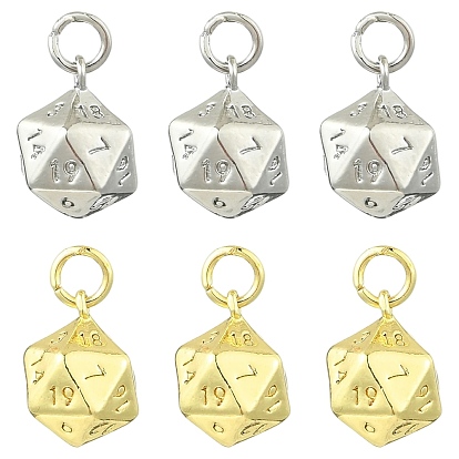 10 шт 2 цвета латунные подвески, с прыжковых колец, долговечный, 20 подвески в виде игральных костей с гранями