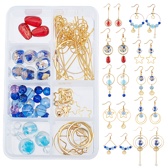 181Pieces DIY Glass Earring Making Kits, Including Beads, Alloy Pendants, Brass Findings