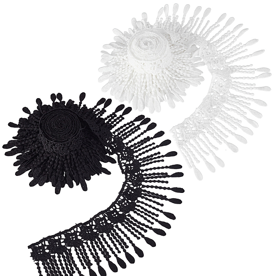 6 ярдов 2 цветов кружева с кисточками, для украшения одежды