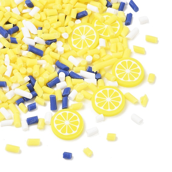 Handmade Polymer Clay Sprinkles Mix, Polymer Clay Cabochons, Lemon Slice Shape, for Nail Art & Resin Decoration