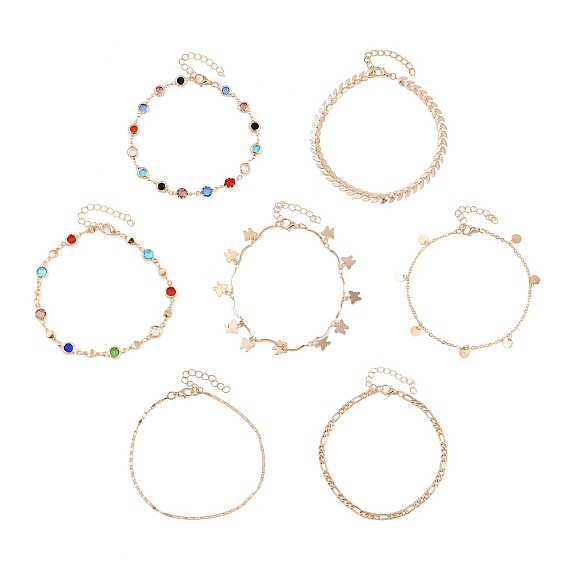 Сплав цветные стразы цепь кисточка многослойные браслеты на ногу для женщин