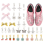 16 Pairs Alloy Shoes Charms and Cloth & Alloy Claw Hair Clips, with Alloy Lobster Claw Clasps, Mixed Shapes