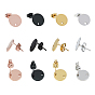 304 Stainless Steel Stud Earring Findings, with Loop, Bead Container, Flat Round