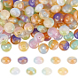 108Pcs 9 Colors Opaque Resin Beads, Rondelle, with Glitter Powder, Two Tone