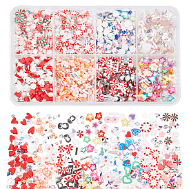 ARRICRAFT 56g 8 Style Crafts Material Embellishment, Nail Art Slices, Slime Filler, DIY Phone Case Decoration Accessories, including Polymer Clay, Plastic, Resin Beads, Mix-shaped