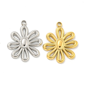 304 Stainless Steel Pendants, Flower Charms