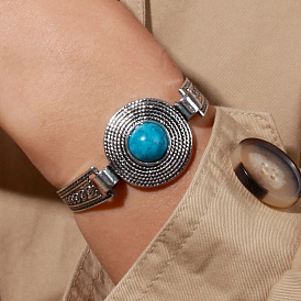 BL221 Jewelry Ethnic Style Retro Round Bracelet Personality Imitation Stone Jewelry for Women