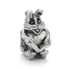 304 Stainless Steel European Beads, Large Hole Beads, Rabbit