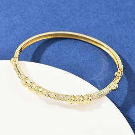 Браслеты из латуни с прозрачным кубическим цирконием в микропаве, шарнирные браслеты для женщин, стойки покрытие, долговечный, без свинца и без кадмия