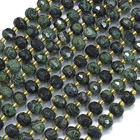 Natural Kambaba Jasper Beads Strands, with Seed Beads, Faceted, Lantern