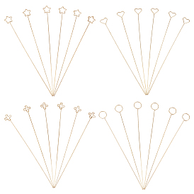 24Pcs 4 Style Iron Floral Picks, Card Holders, for Weddings, Birthday Parties, Events, Decorations, Mixed Shapes