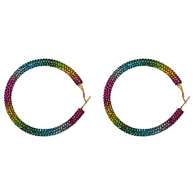 2019 Slim Face Circle Inlaid Diamond Earrings - European and American Women's Temperament, Versatile Big Circle Ear Jewelry, Cold Wind Diamond.