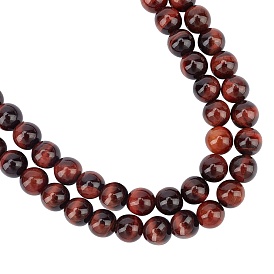 ARRICRAFT Natural Red Tiger Eye Beads Strands, Dyed & Heated, Round