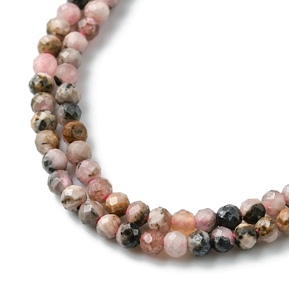 Natural Argentina Rhodonite Beads Strands, Faceted Round