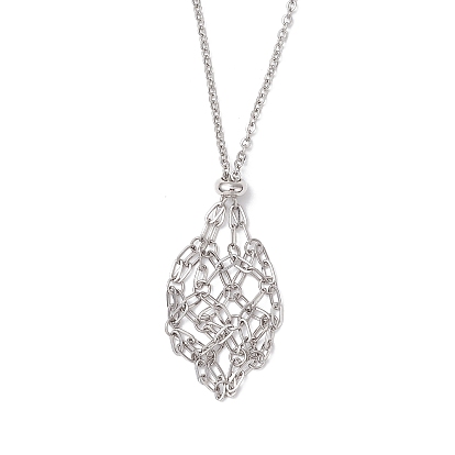 304 изготовление ожерелий-мешочков из нержавеющей стали для самородков драгоценных камней, с застежками-клешнями и латунными бусинами