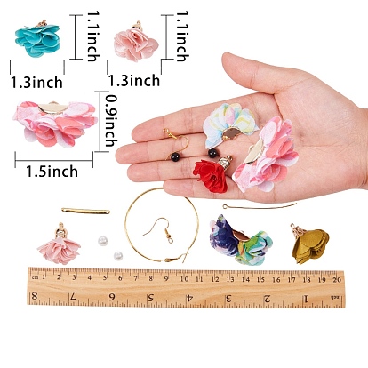 SUNNYCLUE DIY Earring Making, with Cloth Pendant Decorations, with Acrylic Findings, Handmade Cloth Pendant Decorations and Brass Earring Hooks