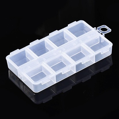 8 Small Plastic Containers with Hinged Lids, Rectangular Clear