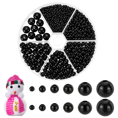 1070 pcs 6 styles perles d'imitation en plastique abs, ronde