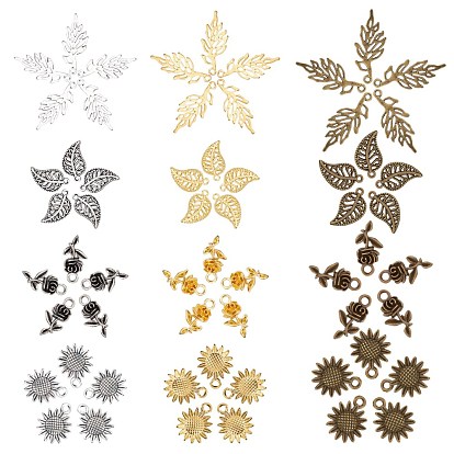 72Pcs 12 Styles Tibetan Style Alloy Pendants