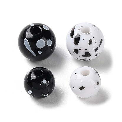 Printed Opaque Acrylic Round Beads