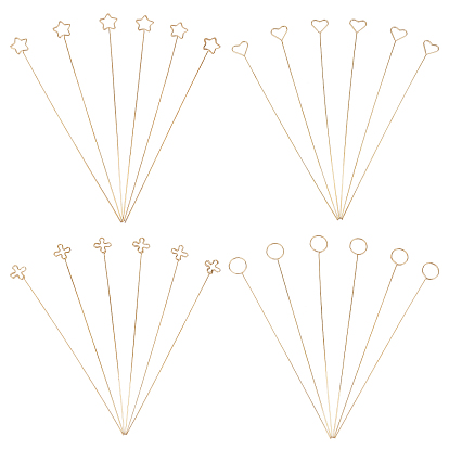 24Pcs 4 Style Iron Floral Picks, Card Holders, for Weddings, Birthday Parties, Events, Decorations, Mixed Shapes