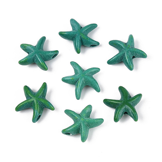 Синтетических нитей бирюзовые бусы, морская звезда, окрашенные