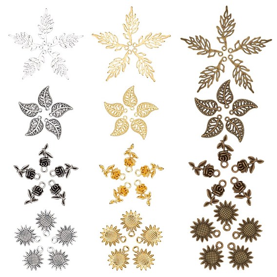 72Pcs 12 Styles Tibetan Style Alloy Pendants