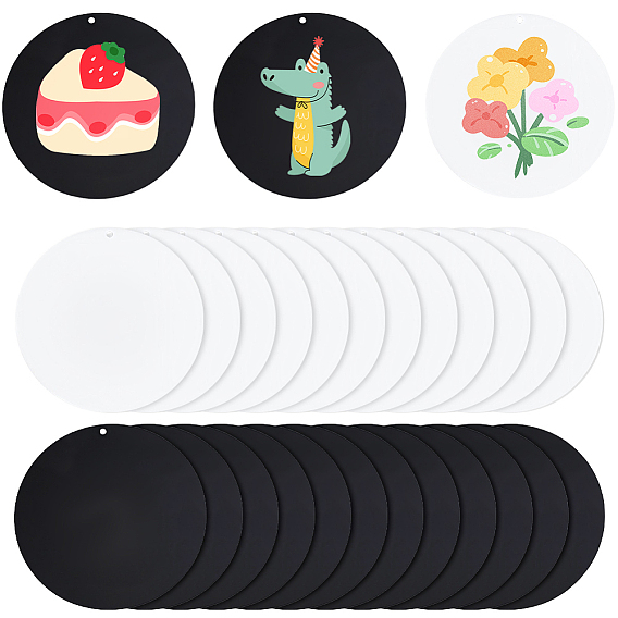 30 шт 2 цвета акриловые большие подвески, плоские круглые прелести