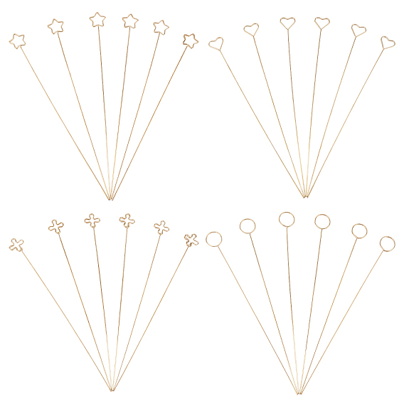 24Pcs 4 Style Iron Floral Picks, Card Holders, for Weddings, Birthday Parties, Events, Decorations, Mixed Shapes