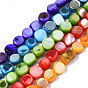 Natural Trochid Shell/Trochus Shell Beads Strands, Dyed, Flat Round