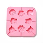 DIY Lollipop Making Food Grade Silicone Molds, Candy Molds, Paw Print, Hippo's Head, Bear's Head & Flat Round with Spiral, 8 Cavities