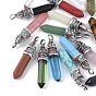 Natural & Synthetic Mixed Gemstone Pointed Pendants, with Tibetan Style Alloy Pendant Bails and Enamel, Bullet