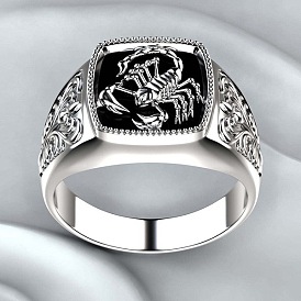 Yunjin Creative Scorpio Embossed Men's Ring Plated 925 Silver Poisonous Scorpion Memorial Day Ring