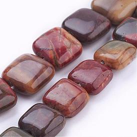 Natural Picasso Stone/Picasso Jasper Beads Strands, Square