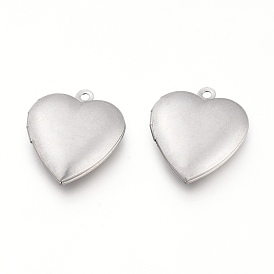 304 Stainless Steel Blank Stamping Tag Locket Pendants, Photo Frame Charms for Necklaces, Heart