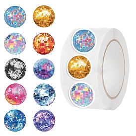 500Pcs/Roll Disco Bulb Paper Stickers, Adhesive Roll Sticker Labels, for Envelopes, Embosser Stamp Sealing Certificate Stickers