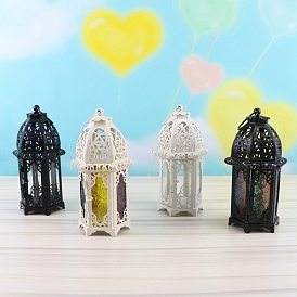 Vintage Castle Hollow Windproof Iron Candle Holder, for Wedding Home Decoration Ramadan Gift